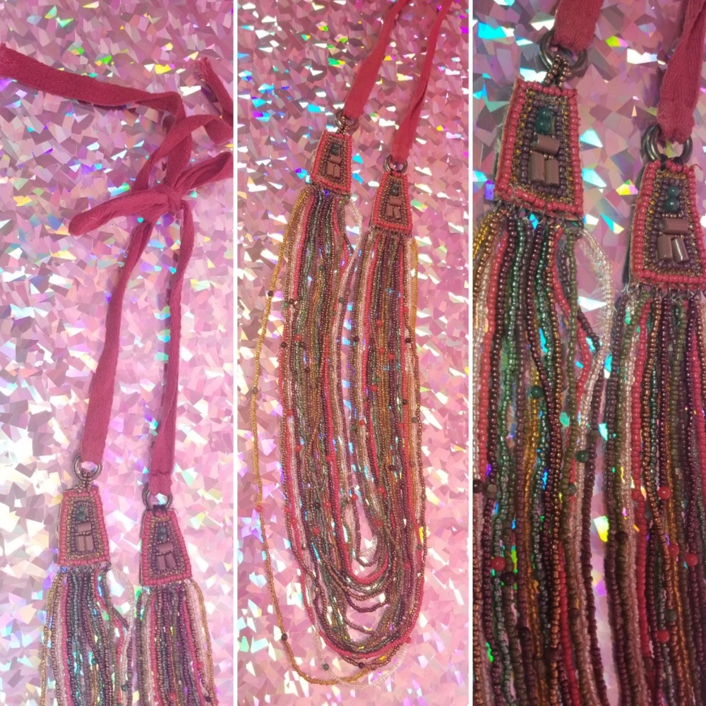 BOGO Hand made glass bead multi strand necklace